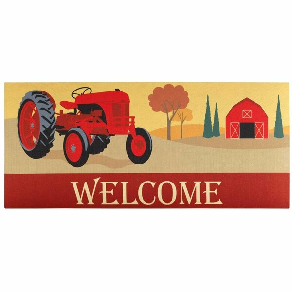 Perfectpillows 9.75 x 21.875 in. Welcome Red Tractor Insert Doormat PE3463888